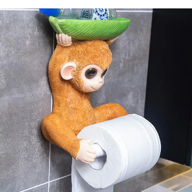 Imagem -02 - Suporte de Papel Higiênico de Parede Prateleira de Macaco de Resina Ornamentos de Armazenamento Toalheiro Caixa de Tecido em Casa Rack de Rolo