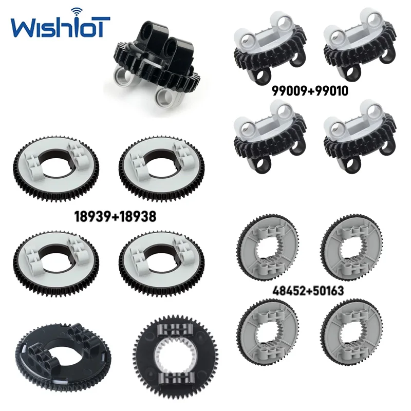 24 أسنان تقنية القرص الدوار الدوار أجزاء اللبنات 50163 48452 28/60 تروس الأسنان الصغيرة السفلية 99009 99010 الطوب MOC