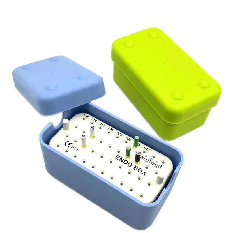 

40 Holes Dental Plastic Endo Box With Ruler Files Bur Holder Blocks Stand Clean Autoclavable Sterilization Case Tools