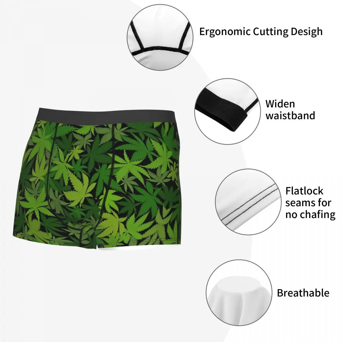 Weed Leaf Camo Camouflage Army Underpants Homme Panties Men\'s Underwear Ventilate Shorts Boxer Briefs