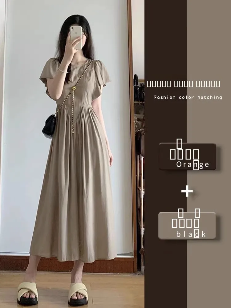 

Летнее женское платье 2026 года с завышенной талией, винтажное, уникального дизайна, с высокой драпировкой, длинное, в японском стиле, с пышной юбкой А-силуэта