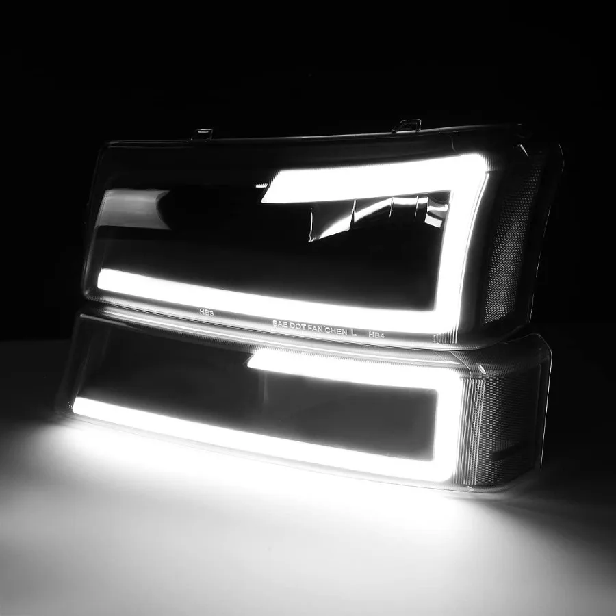 الإسكان الأسود المدخن عدسة ثلاثية الأبعاد LED DRL المصباح الوفير مجموعة مصابيح متوافقة مع 03-06 سيلفرادو 1500-3500 / أفالانش 1500 2500