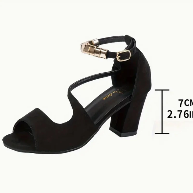 Vrouwen Kralen Sandalen Hoge Hakken Dikke Schoenen Mode Enkelgesp Schoenen Zomer Nieuw Merk 2024 Wandelen Elegante Zapatos Mujer