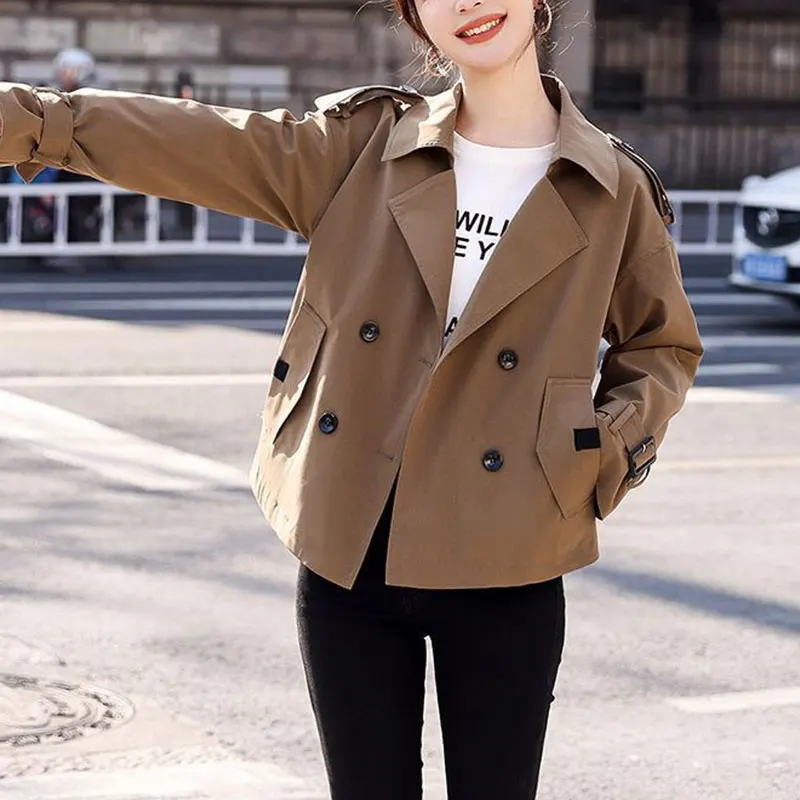 Women's Autumn Fashion Simplicity Solid Color Long Sleeve Temperament Coat Women Clothes Elegant All-match Casual Windbreaker