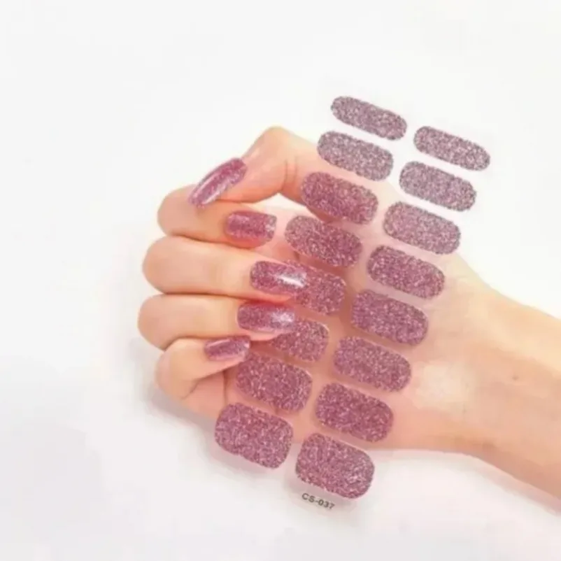 Semi Cured Wraps Nail Sticker Solid Nail Gel Wraps Adhesive Full Cover Slider No Need UV Lamp Cured Fast Gel Nail Decal