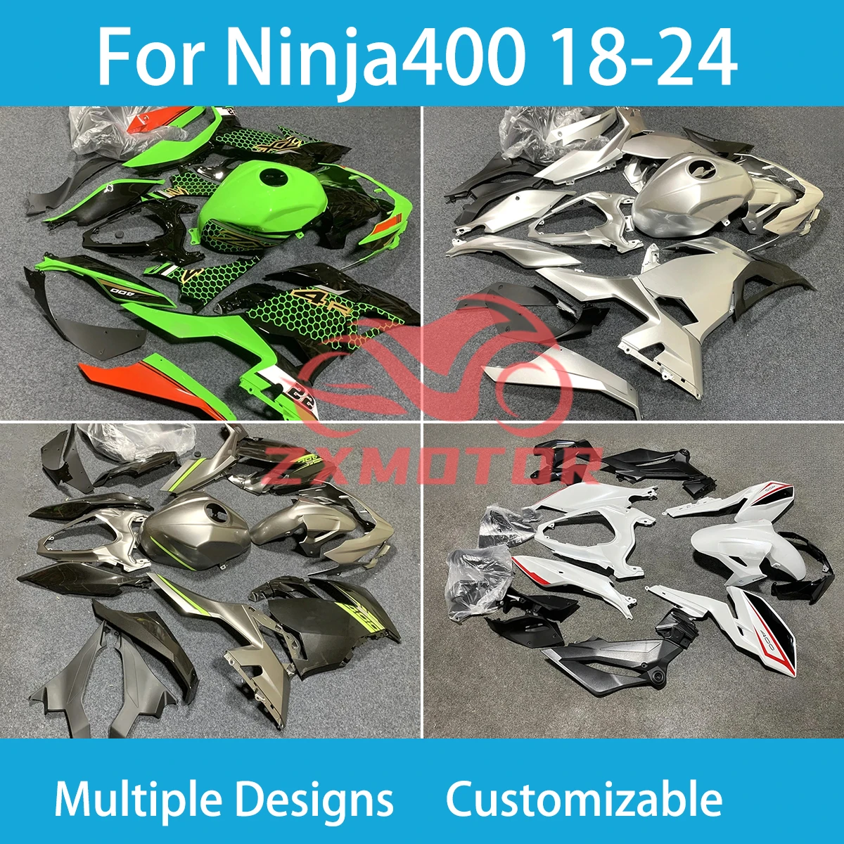 For KAWASAKI Ninja 400 2018 2019 2020 2021 2022 2023 2024 Fairings Set EX400 18 19 20 21 22 23 24 Motorcycle Fairing Kit