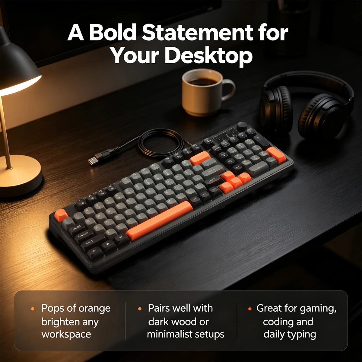 Wired Computer Keyboard, USB Keyboard with Number Pad, Slim Compact Basic Keyboard, USB Plug-and-Play,  for Laptop PC Desktop