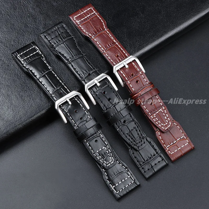 For IWC PILOT Mark Cowhide Strap 20mm 21mm 22mm Genuine Leather Watch Band for Little Prince Brown Black Watchband Accessories