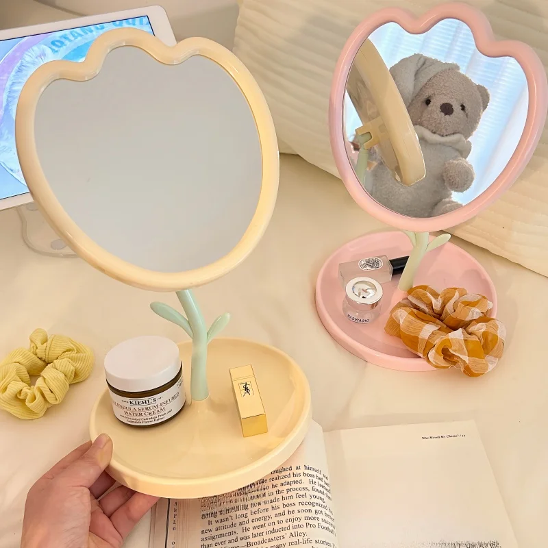 

Adorable Tulip eup Mirror Desktop Portable Sli Flower Design Student Dormi Cact Size Women's Cosmetic Mirror