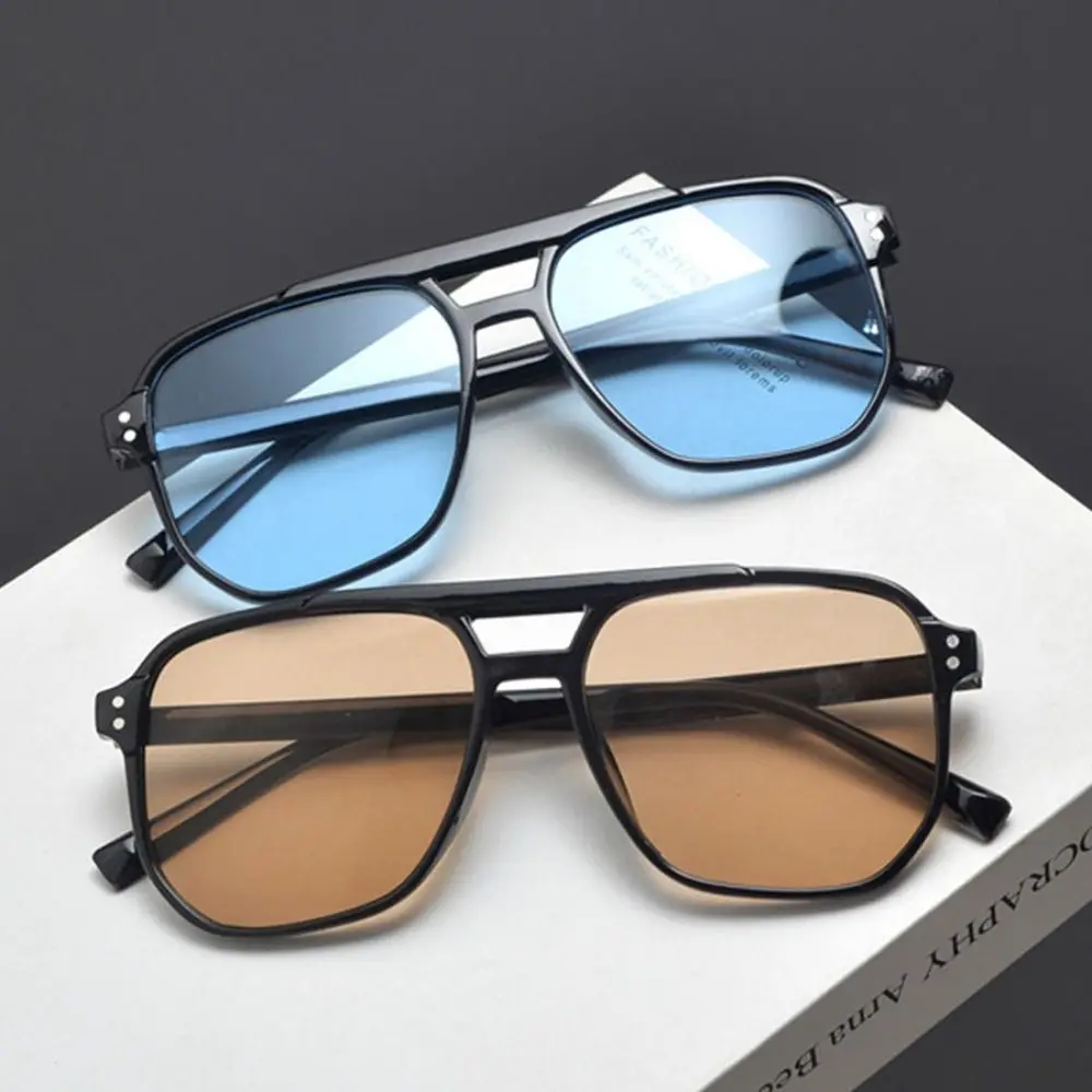 Trendy Punk Square Frame Sunglasses Anti-UV Beach Eye Protection Black Shades Glasses Travel Accessories Eyewear for Women Men