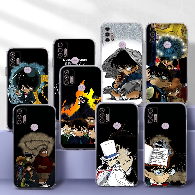 D-Detective Conan Soft Case for Moto E20 E4 E40 E5 E6 E6S E7 Power Edge 20 Lite S30 Pro G200 G30 G4 G52 G42