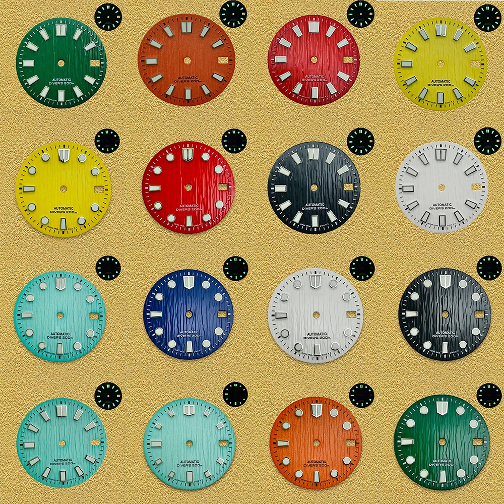 28.5mm S Logo Dial Suitable For NH35/NH36/7S/4R Japanese Movement C3 Green Luminous Watch Modification Accessories