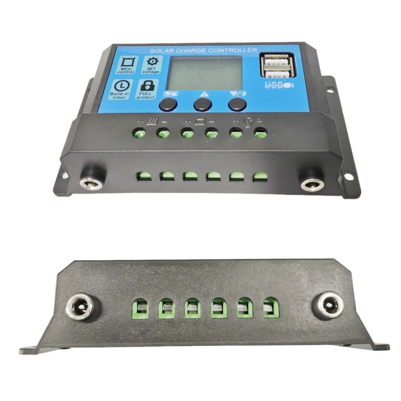 5PCS Equipped with dual DC ports 12V24V10A20A30A solar controller, USB photovoltaic power generation controller, LCD display