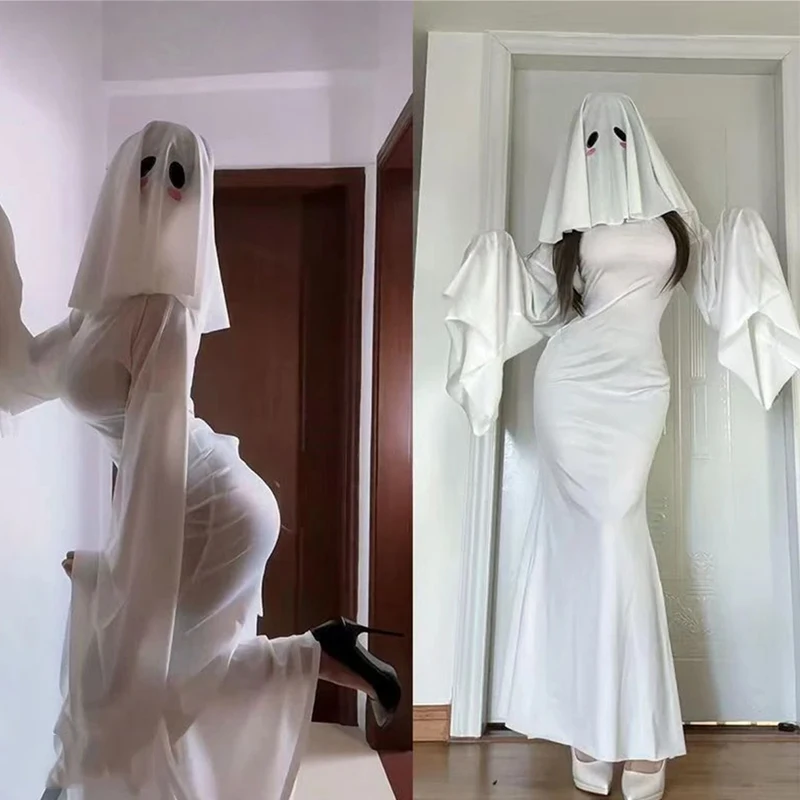 

Ghost Princess Holiday Cross Costume Dressing Women's Cosplay Ghost Girl Cosplay Costume Two-Piece Slim Fishtail Halloween Skirt