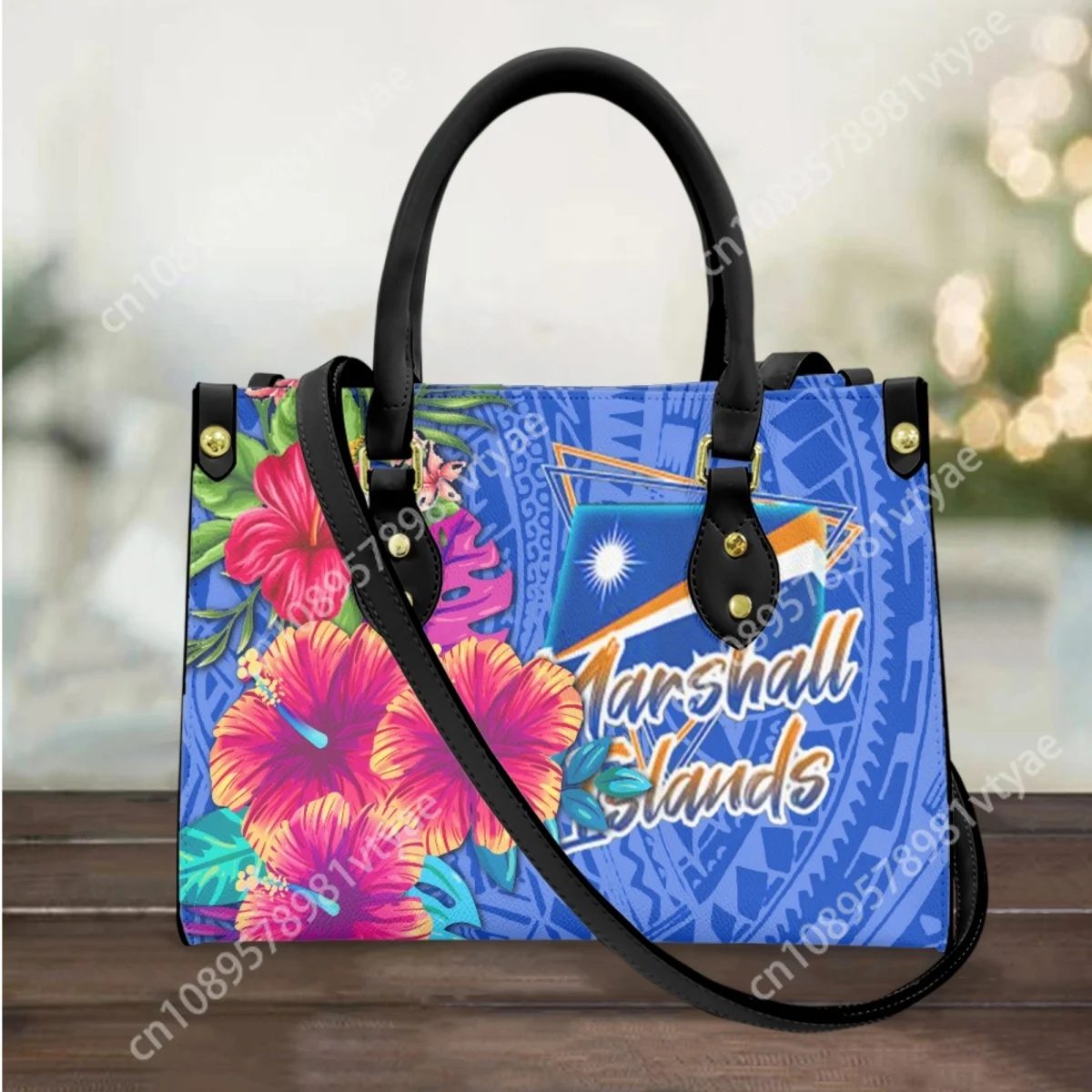 Marshall Island Women Handbags Polynesian Hibiscus Print Leather Luxury Ladies Cross Body Bags Woman Small Messenger Bag Bolsa