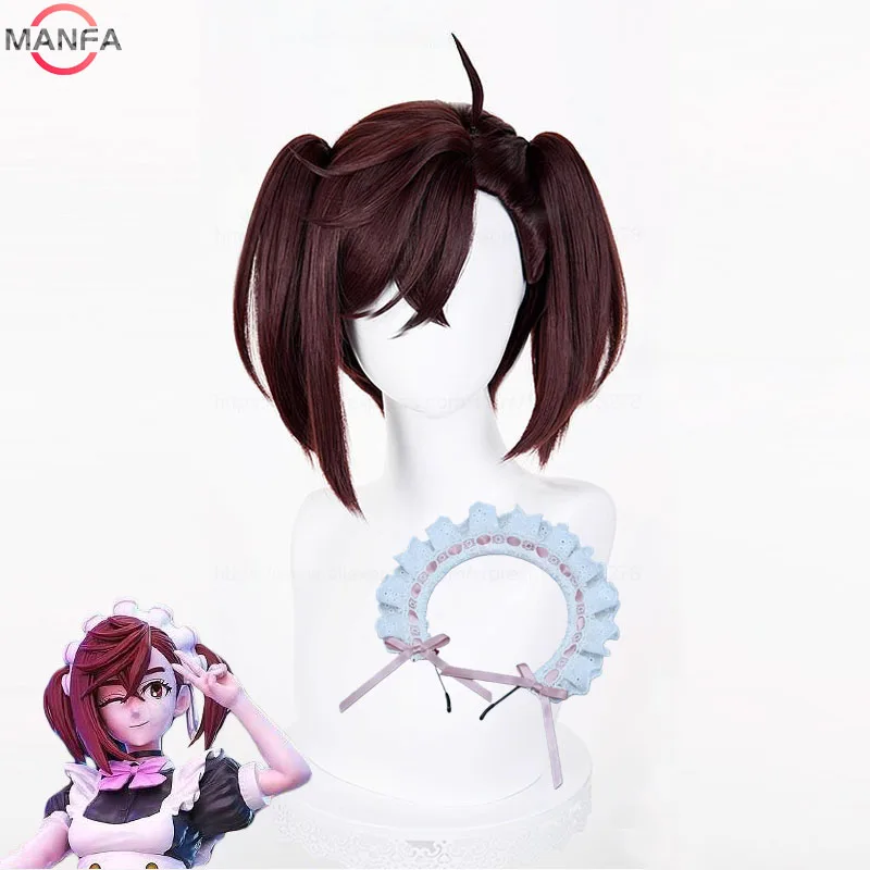 Momo Ayase Ekalun Cosplay peluca Anime Dandadan Cosplay pelo corto marrón resistente al calor pelucas de Cosplay de Anime + gorro de peluca