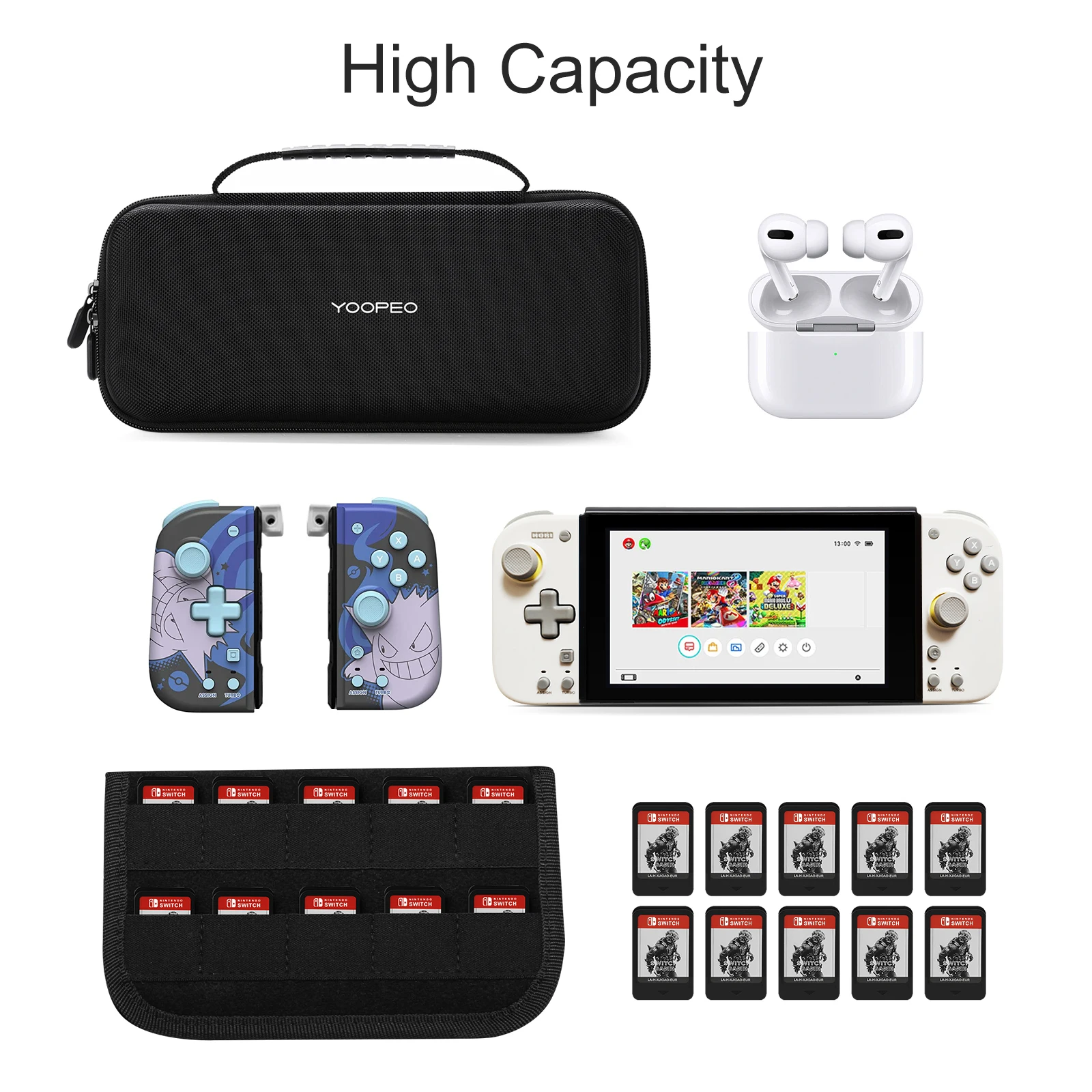 YOOPEO Portable Carrying Case with 10 Game Card Slots Storage Bag for Hori Split Pad Controller Retroflag Handheld Gamepad Bag