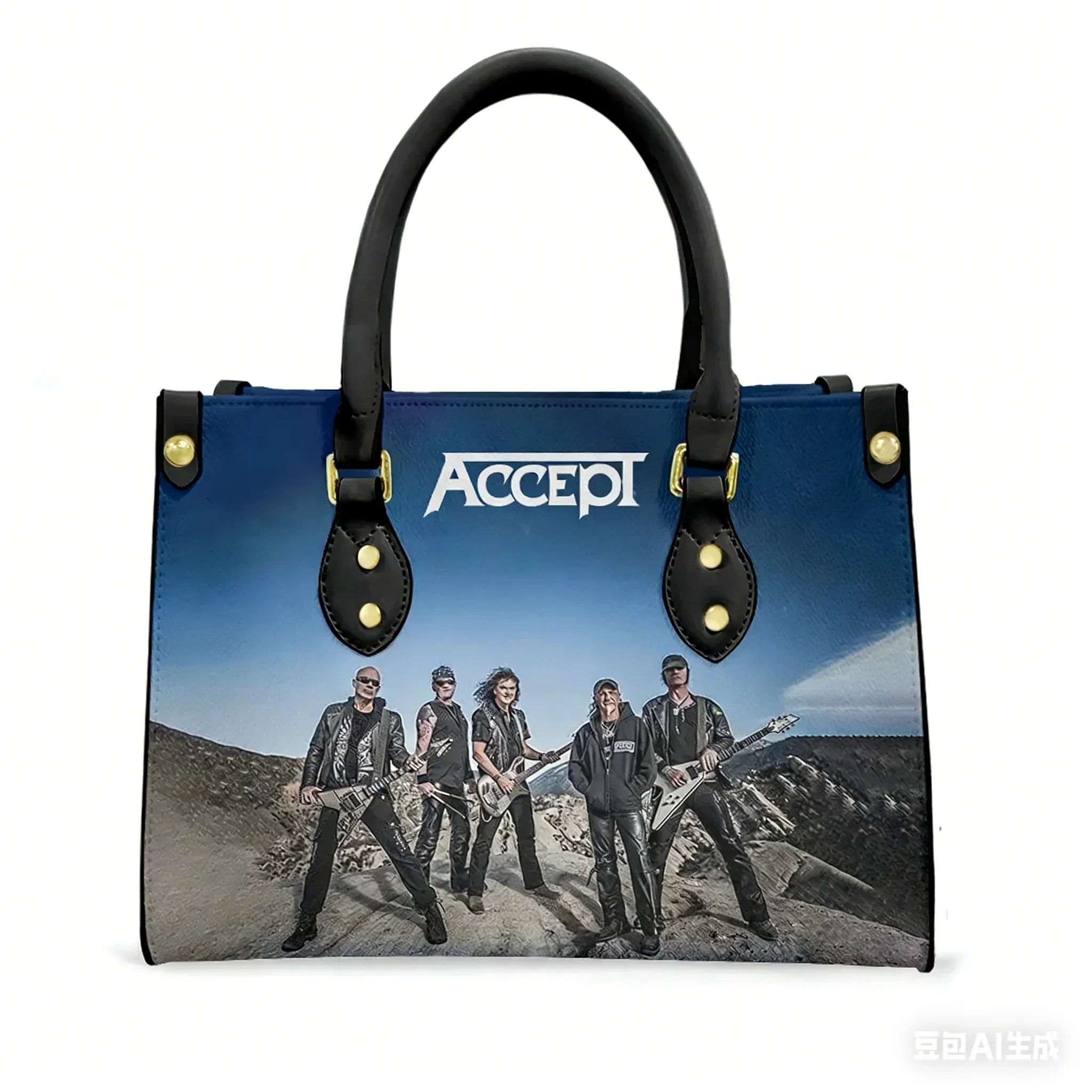 

Accept Band Tote Bag Purse Mens Womens High Quality Personalized Image Text PU Commuter Leather Handbag Custom Made Gift Bags