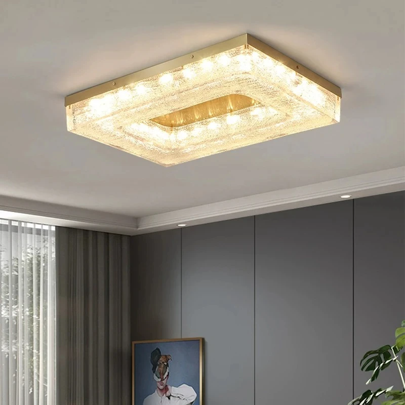 High-end Luxury Modern Led Gold Foil Living Room Ceiling Light Round/square Dining Room Bedroom