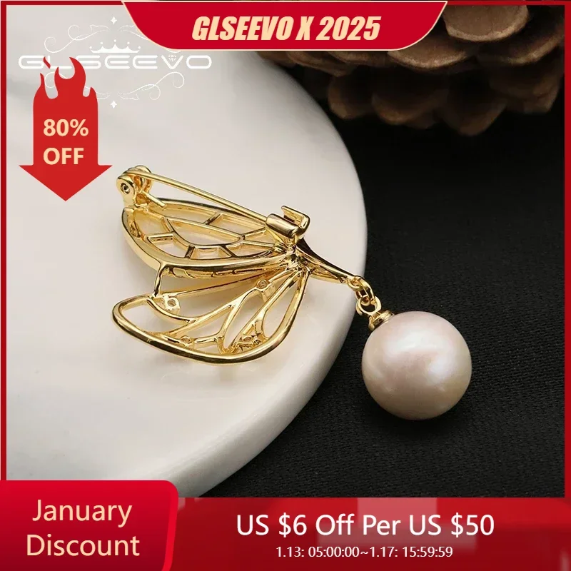 GLSEEVO Butterfly Brooches For Women Charm Pearl Insect Badge Pins Elegant Cute Pins Party Wedding Gifts Clothing Jewelry