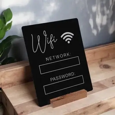 wifiパスワード表示サインプレミアムアクリル素材シンプルでエレガントなデザイン、家庭、オフィス、ホテル、デスク、テーブル用wifiアカウントパスワード