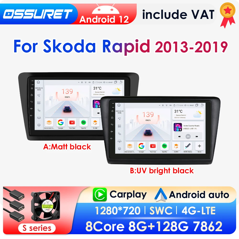 2 din android auto radio für skoda rapid 2011-2015 carplay android auto 4g auto multimedia gps 2din