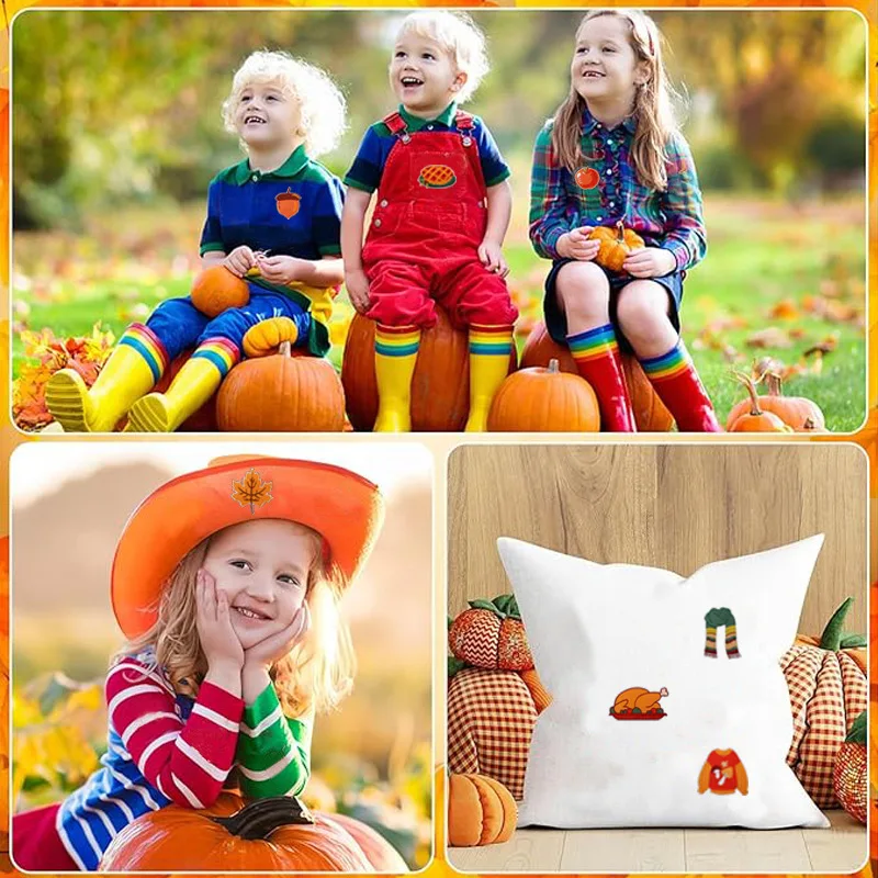 Cartoon Autumn Thanksgiving Day Turkey Patches On Clothes DIY Iron On Appliques For Clothing Thermoadhesive Embroidered Badges