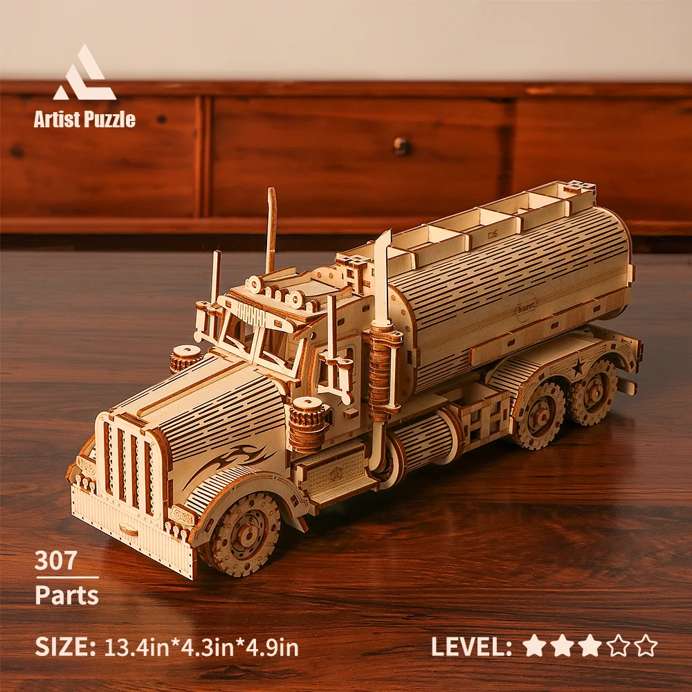 Puzzle Model kayu 3D Diy Model teka-teki kayu mainan mobil Bus 3D dekorasi rumah kayu hadiah ulang tahun untuk anak-anak remaja dewasa