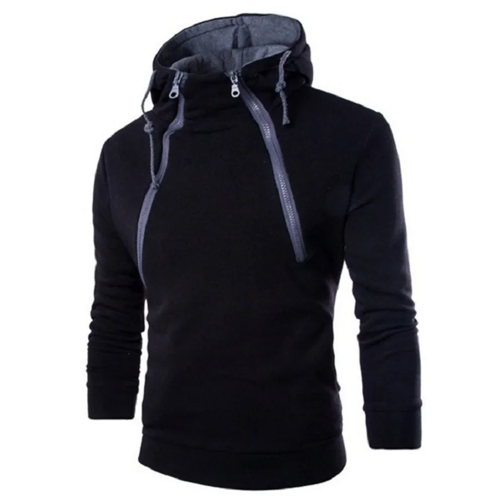Men's Long Sleeve Sweatshirts for Men Casual Slim Fit Zipper Hooded Pullover High Neck Sweatshirt Men Tops Hoodies Male