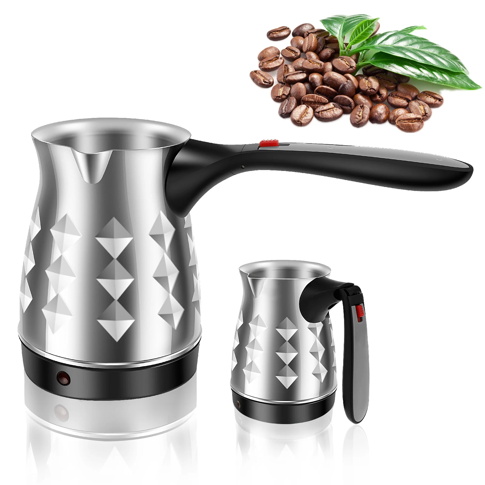 500 ML Coffee Pot Turkish Coffee Maker Stainless Steel Electric Espresso Pots with Folding Handle Coffee Machine for Home Office