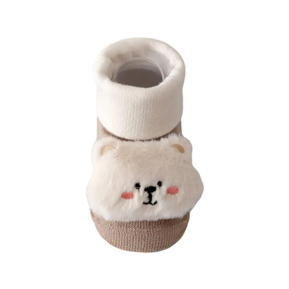 Comfortable Anti-Slip Baby Socks Plus Fleece 3D Walking Socks Fleece Lining Soft Newborn Baby Socks Newborn