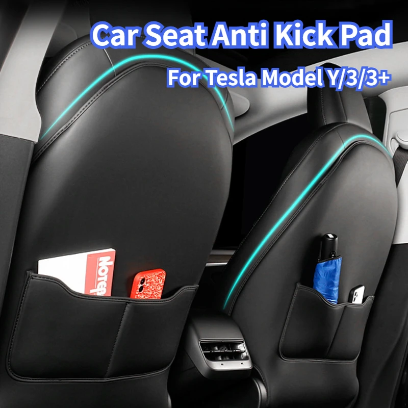 For Tesla Model Y/3/3+ Car Seat Anti Kick Pad Leather All Inclusive Rear Backrest Protection Cover Pads Car Interior Accessories