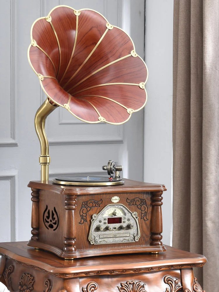 

Gramophone retro new Chinese European living room solid wood audio antique desktop vinyl record player
