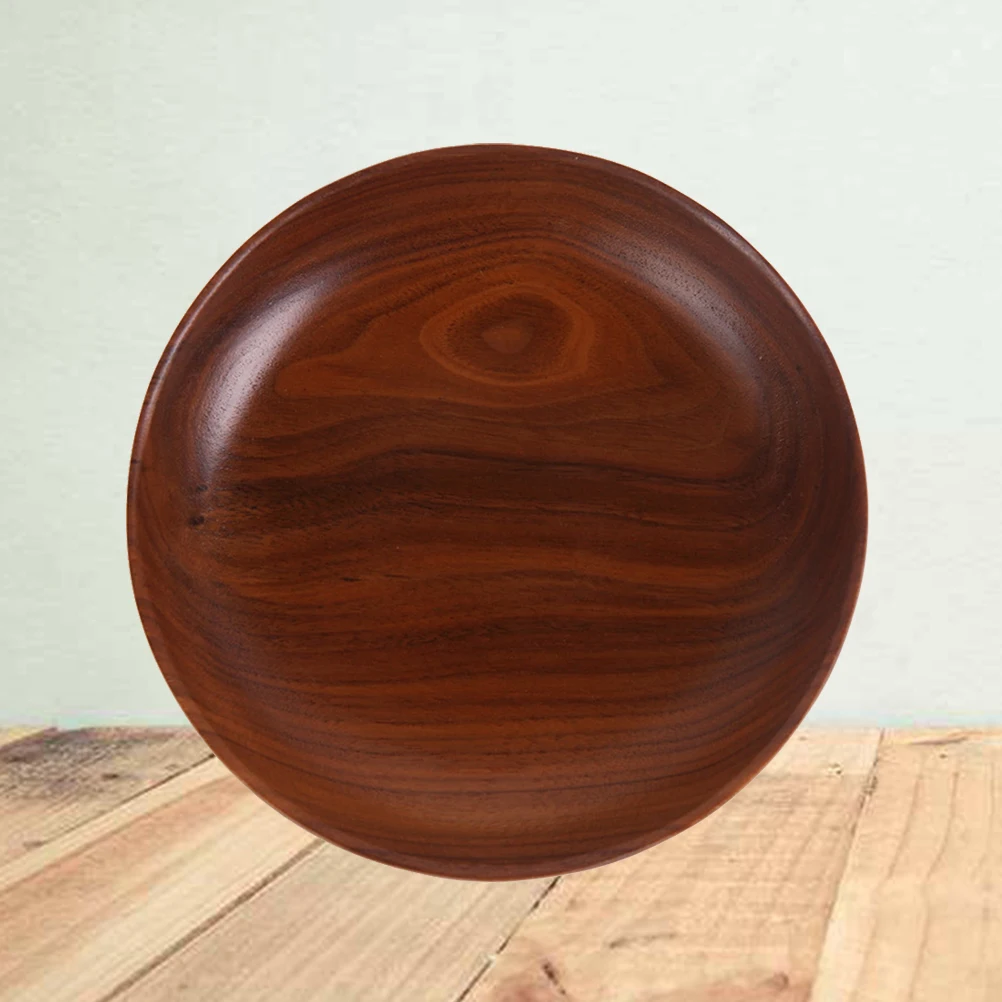 

11 X11x2cm Wooden Dessert Plate Plates Bread Tray Fruit Solid Platter Bamboo Dishes Cookie Food Serving