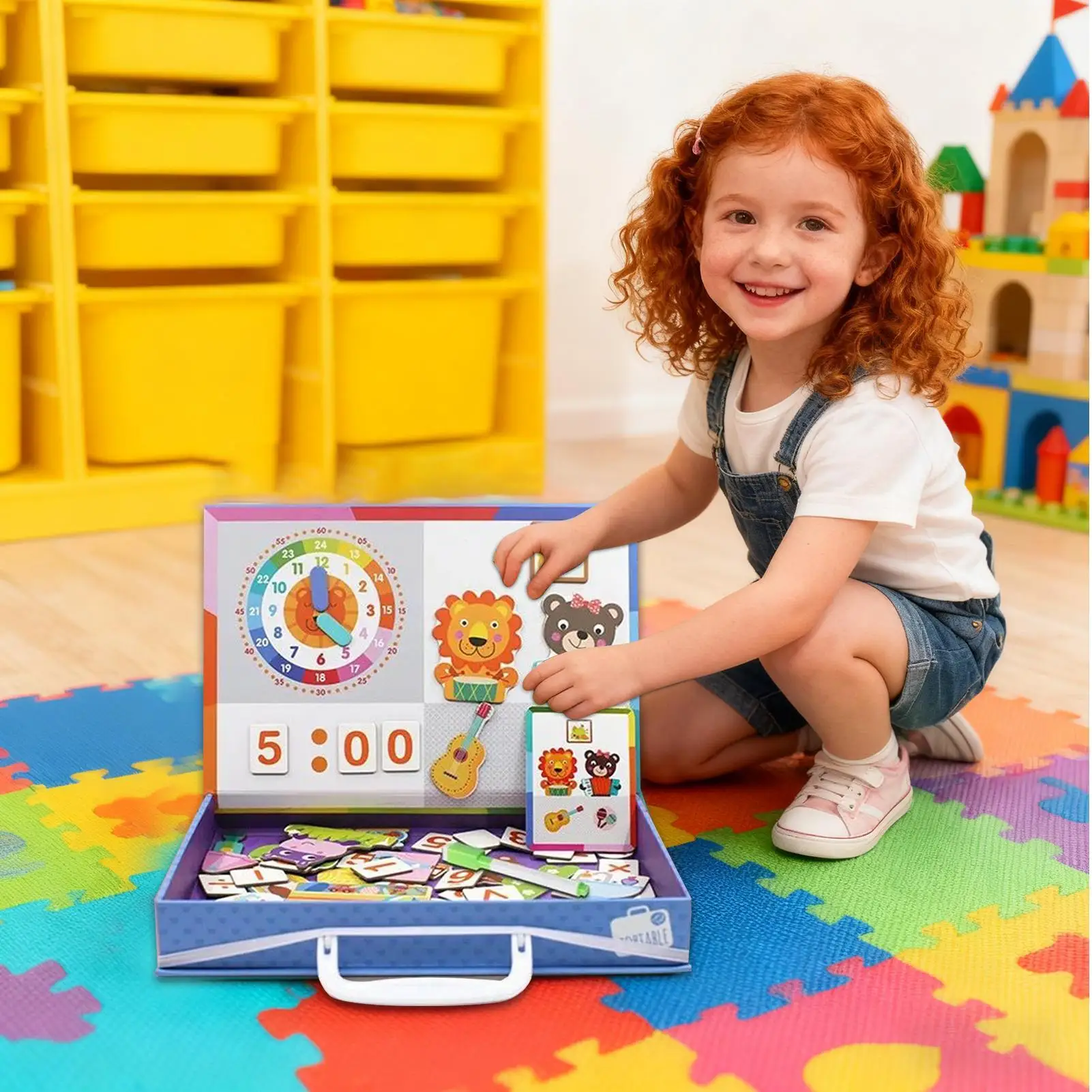 Quebra-cabeças magnéticos dupla face brinquedos educativos haste brinquedo para meninos meninas crianças festa de aniversário viagem casa pré-escolar escola