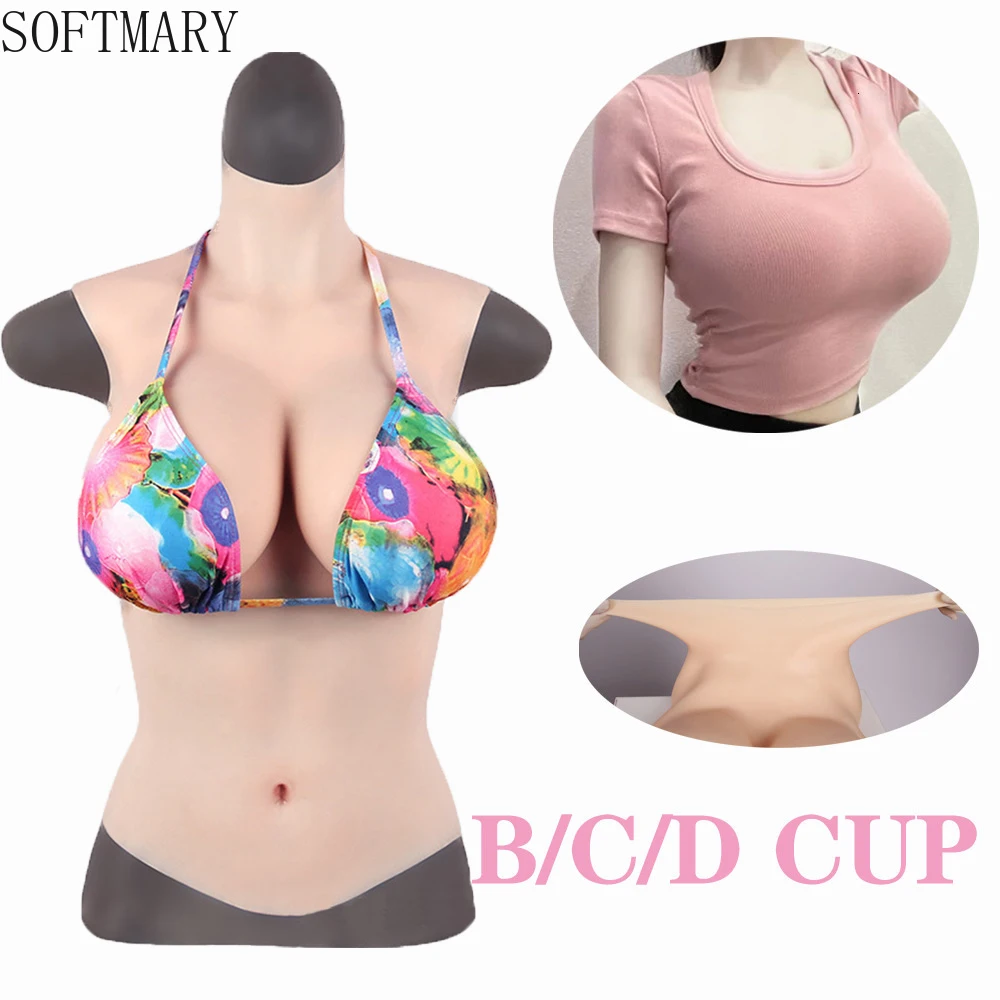 

SOFTMARY Drag Queen Fake Boobs,Half Body Suit，Crossdresser Transgender Mastectomy，C-G Cup,Sexy Cosplay Breast Forms Fake Boobs