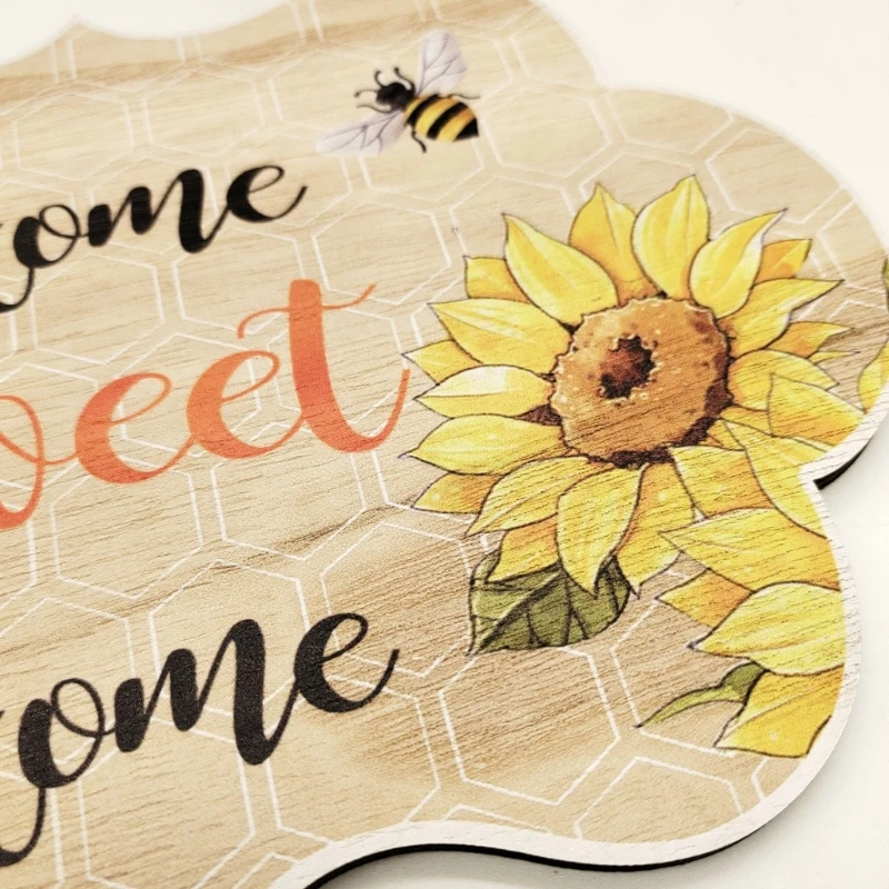 Welcome Sign Bees Day Door Sign Vintage Welcome Wall Sign Hanging Door Decoration for Farmhouse Outdoor Ornament