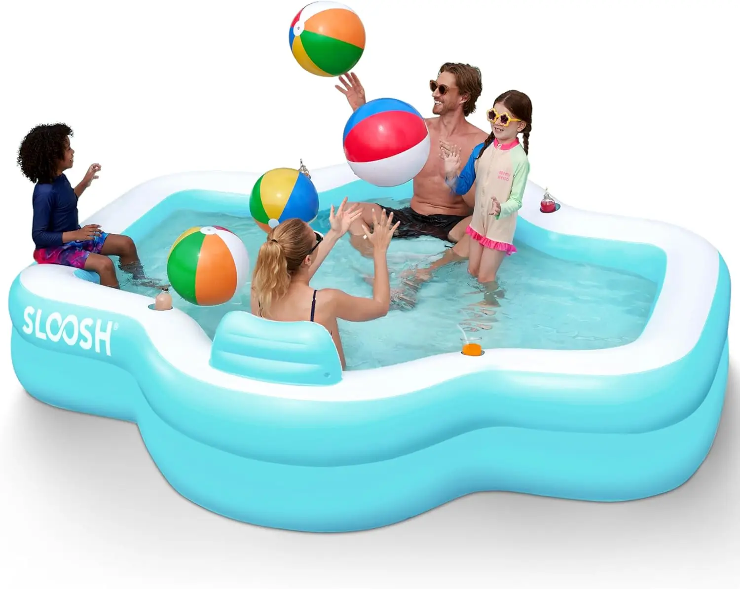 

Inflatable Pool for Family with Seats, 120" x 101" x 26" Full-Sized Blow Up Durable Thickened Above Ground Pool with Backrest