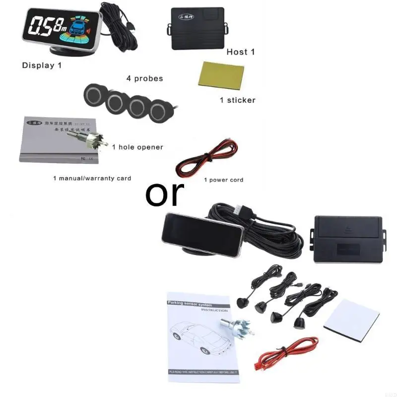 مستشعر وقوف السيارات الذكي B5xD 4 مسبار في الأمام والخلفية الكاميرا الصوتية الحقيقية صوتية لمسافة سم #5