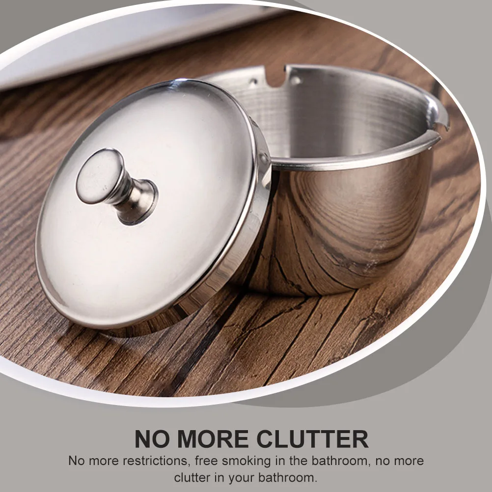 

1pc Stainless Steel Wall Mounted Ashtray Non-Punching Bathroom Cigarette Holder Household Toilet Ash Container Wall Hanging