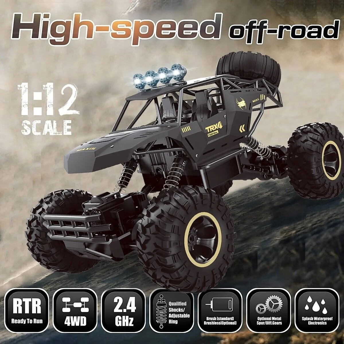 

1:12 / 1:16 4WD RC Car With Led Lights 2.4G Radio Remote Control Cars Buggy Off-Road Control Trucks Boys Toys for Children