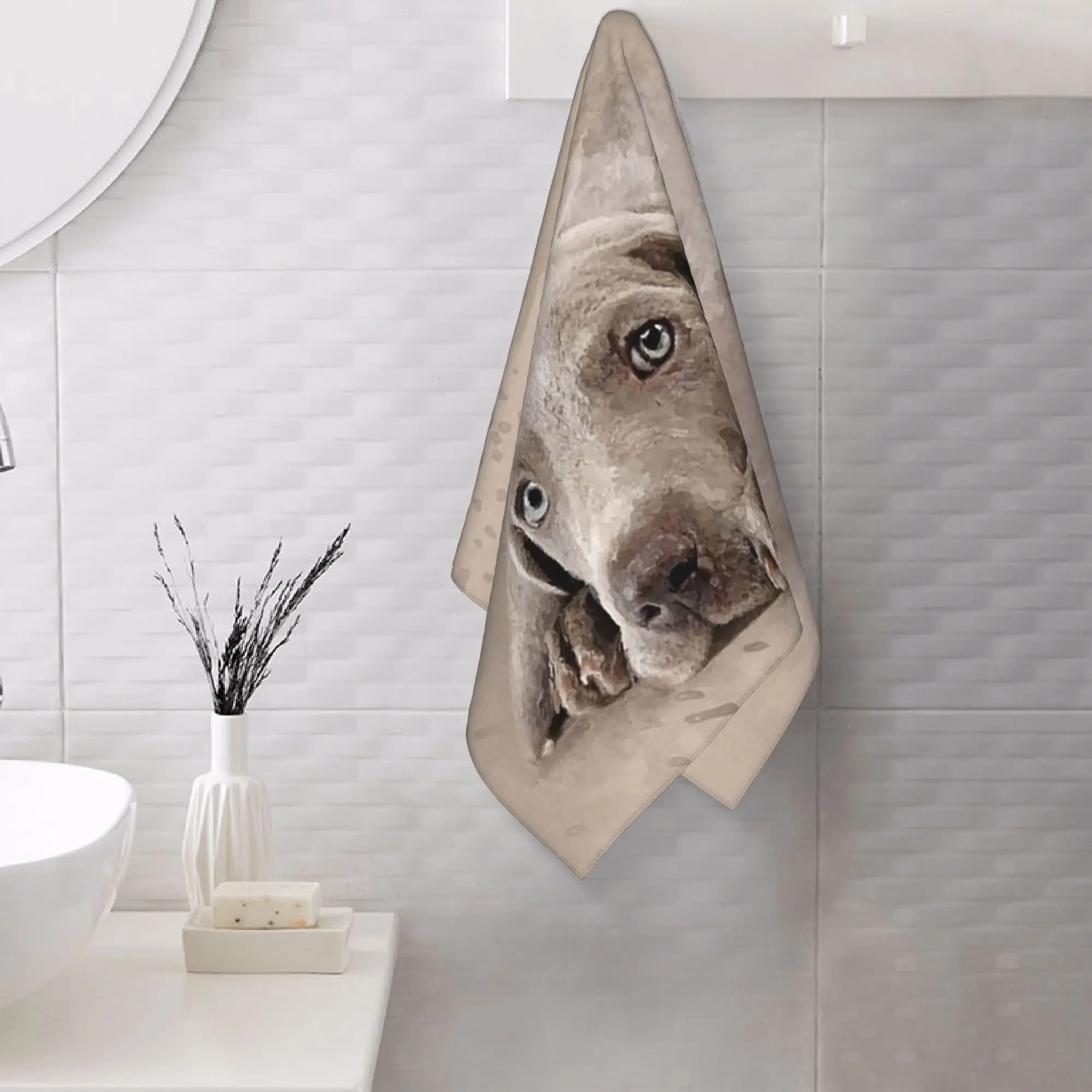 Custom Weimaraner puppy Soft Face Towel Quick Dry Pool Bath Cotton Towels Absorbent