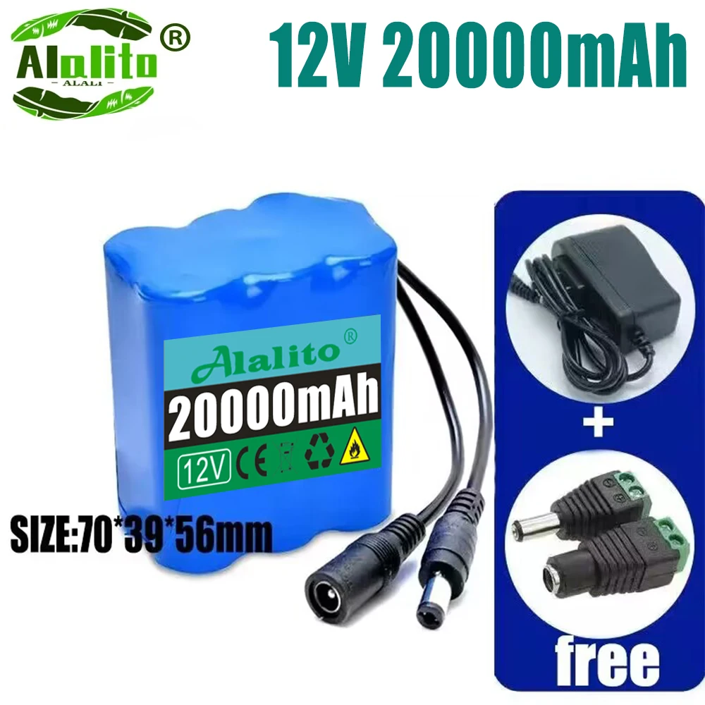 12V 50Ah 18650 Lithium Battery Pack 3S5P Rechargeable Battery with BMS 12.6v Charger for Fishing Bicycle Large Capacity Battery