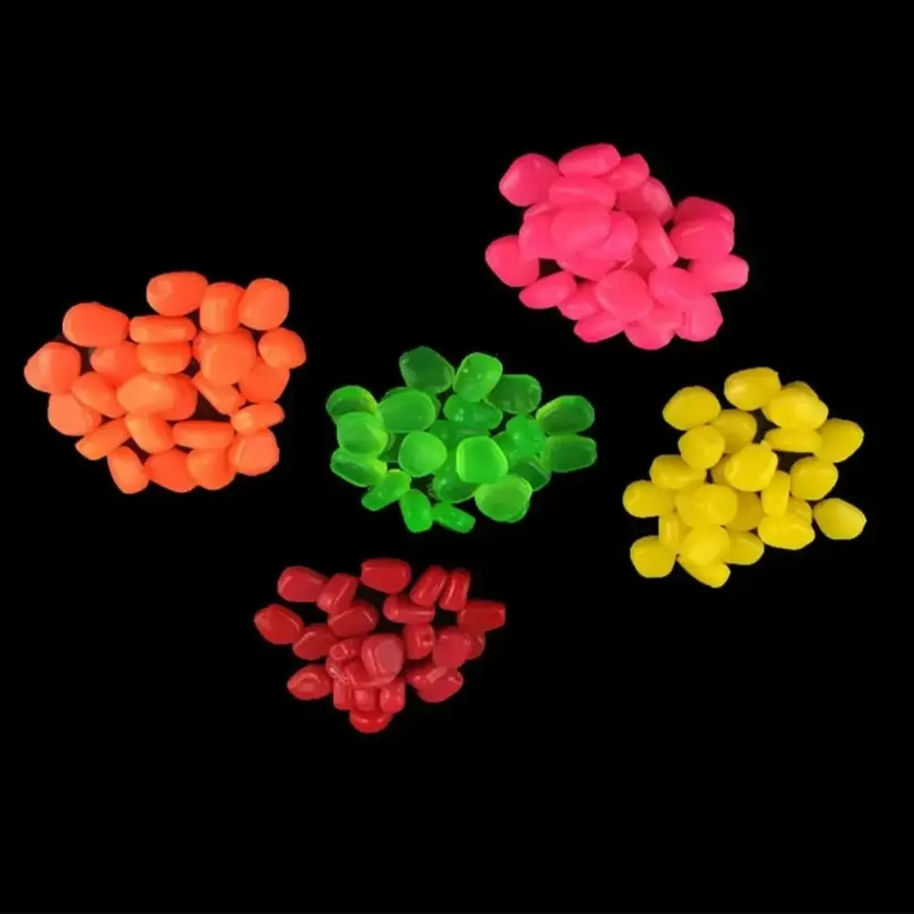 

100PCS PVC Fishing Baits 1cm 0.3g Soft Material Hinged Lures Floating Design 5 Vibrant Colors Soft Corn Kernel Outdoor Fishing