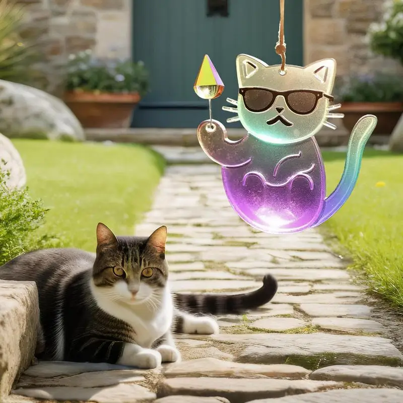 

Cat Sun Catcher Ornament Kitten Hangable Decoration Acrylic Colorful Wall Art Pendant Decoration For Kitchen Garden Window