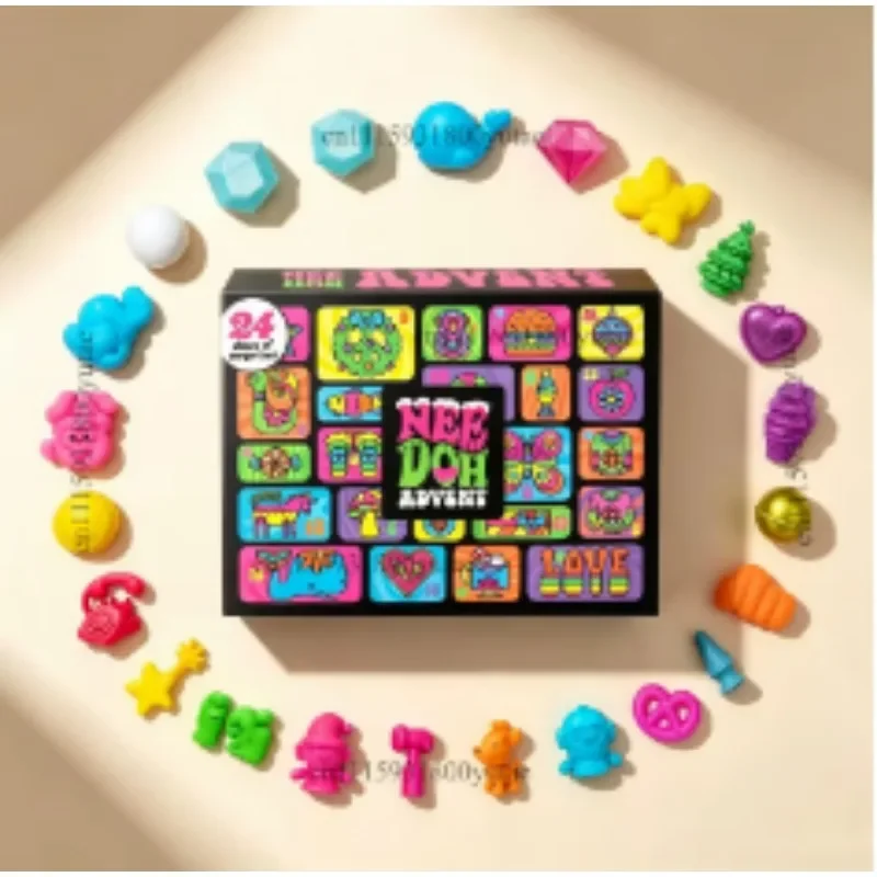 Nee Doh Christmas Countdown Calendar Random 24 Pieces Mini Toy Surprise Decompression Pinch Toy, Party Gift Decompression Toy
