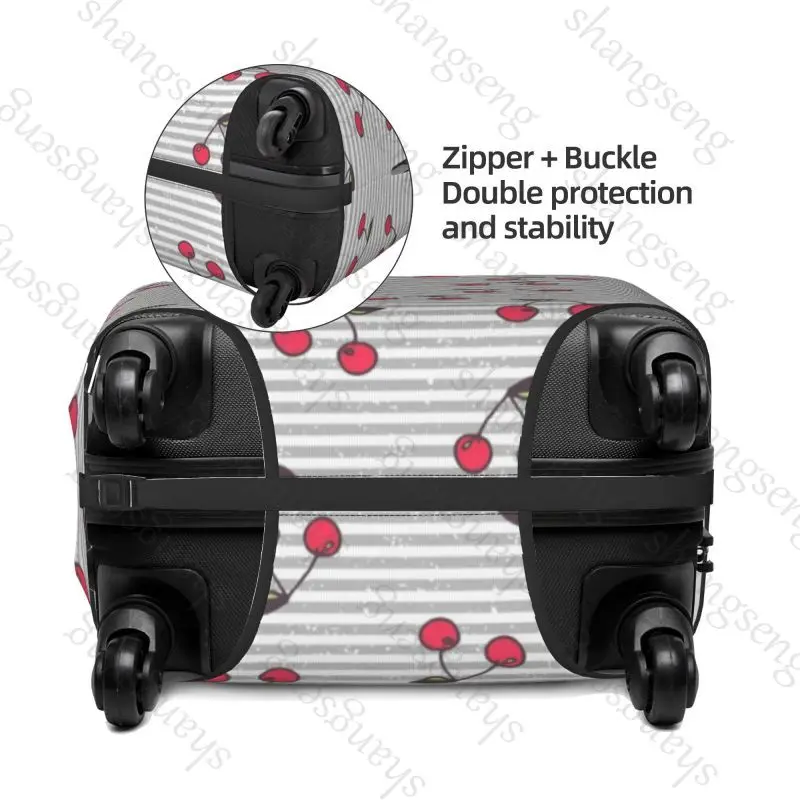 Cute Cartoon Cherry Pattern Travel suitcase protective case, suitcase cover, elastic protection, washable Luggage cover 18-32 in