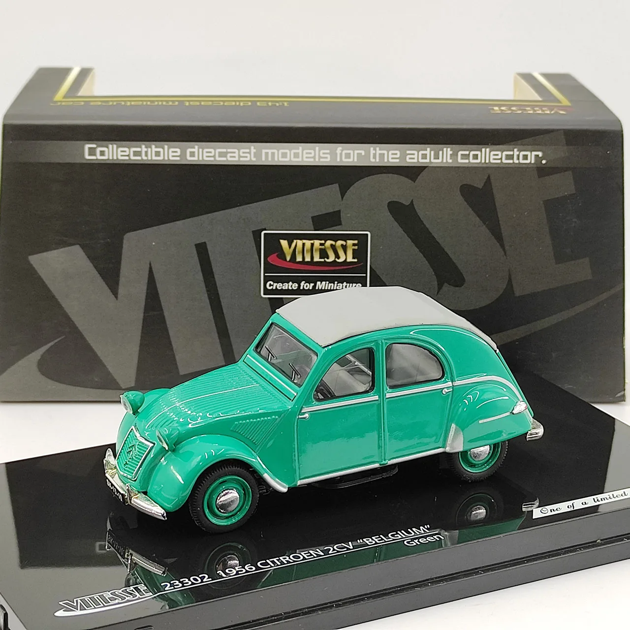 

Дефектная литая под давлением VITESSE, масштаб 1:46, Citroen 2CV BELGIUM, модель автомобиля из зеленого сплава, Коллекционная игрушка, подарок, сувенирный дисплей