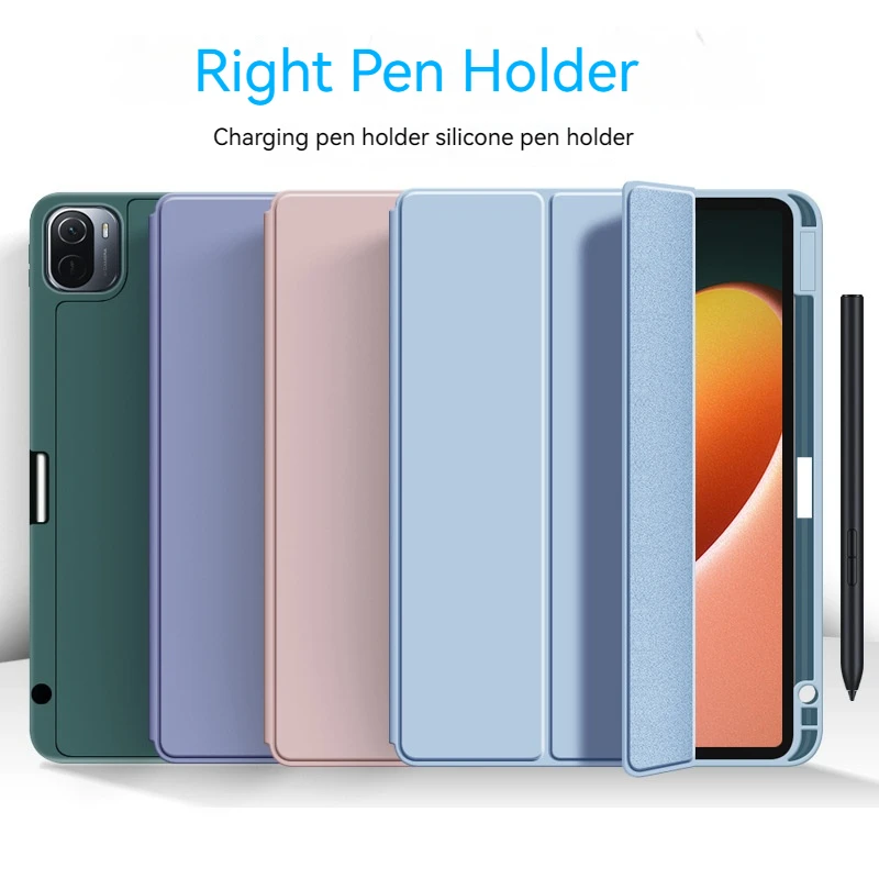 

Silicone Smart Leather Case For iPad Pro 11 12.9 2022 Air 5 4 10.9 Mini 6 With Charging Pen Slot Cover For Xiaomi Mi Pad 6 5