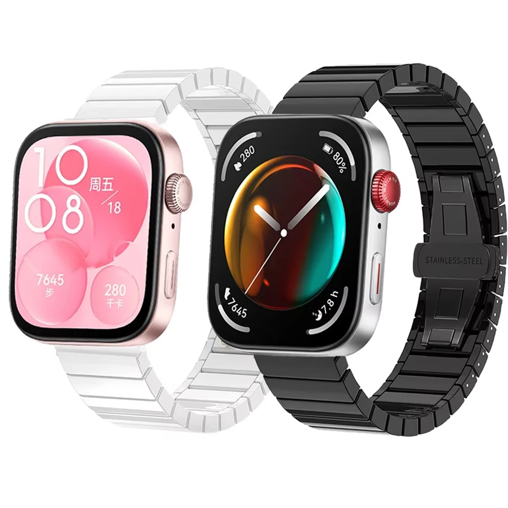 

Ceramic Strap for Huawei Watch Fit 4/4 Pro Comfortable Metal Stainless Steel Buckle for Huawei Watch Fit 3 Replaceable Bracelet